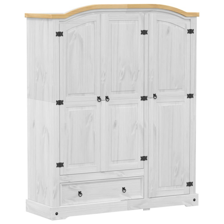 CORONA White Wardrobe - Solid Pine Wood, 151.5x52x186 cm, Ample Storage, Sturdy & Durable - Premium  from Home Treasures - Just £559.99! Shop now at Home Treasures