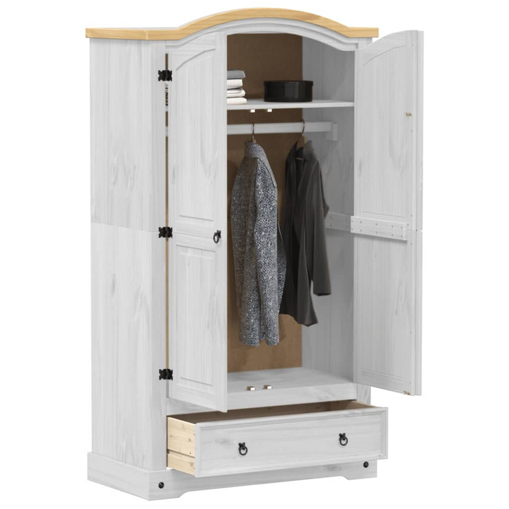 CORONA Wardrobe in White - Solid Pine Wood, 102x52x186 cm | Durable & Spacious Storage Solution - Premium  from Home Treasures - Just £426.99! Shop now at Home Treasures