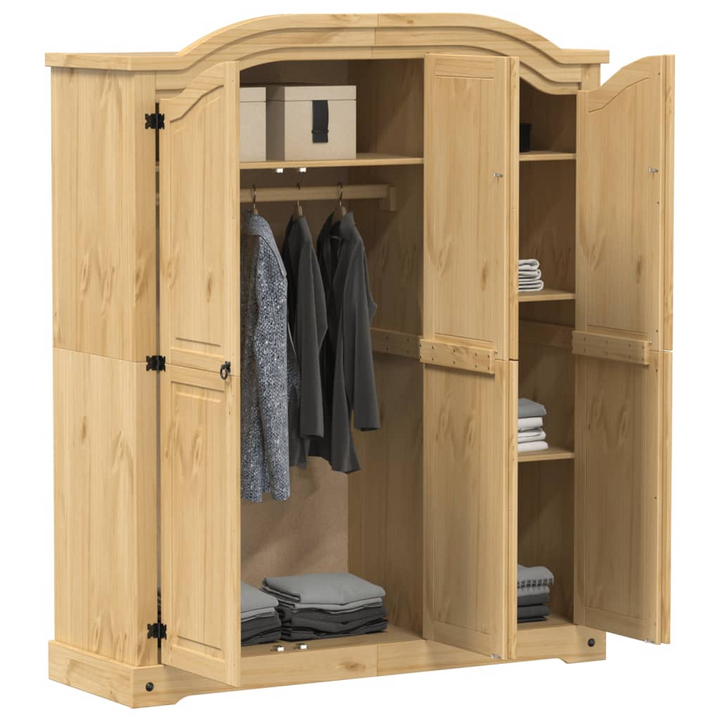 CORONA Wardrobe - Solid Pine Wood, Rustic Style, Ample Storage Space - 151.5x52x186 cm - Premium  from Home Treasures - Just £455.99! Shop now at Home Treasures