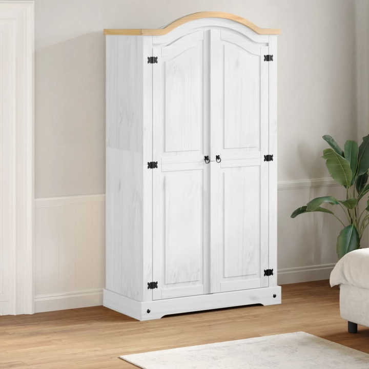 CORONA Wardrobe in White - 102x52x186 cm | Solid Pine Wood Closet with Metal Handle for Stylish & Durable Storage - Premium  from Home Treasures - Just £361.99! Shop now at Home Treasures