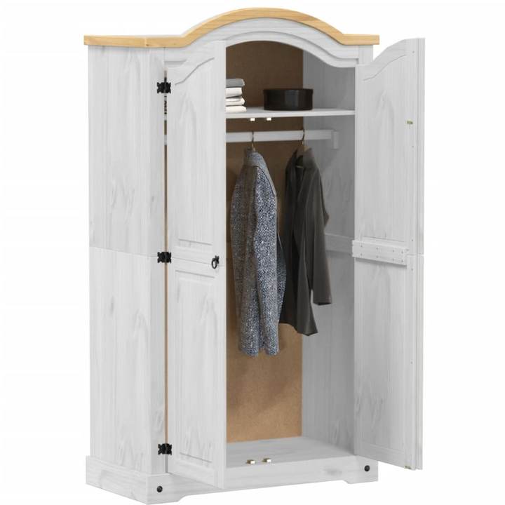 CORONA Wardrobe in White - 102x52x186 cm | Solid Pine Wood Closet with Metal Handle for Stylish & Durable Storage - Premium  from Home Treasures - Just £361.99! Shop now at Home Treasures