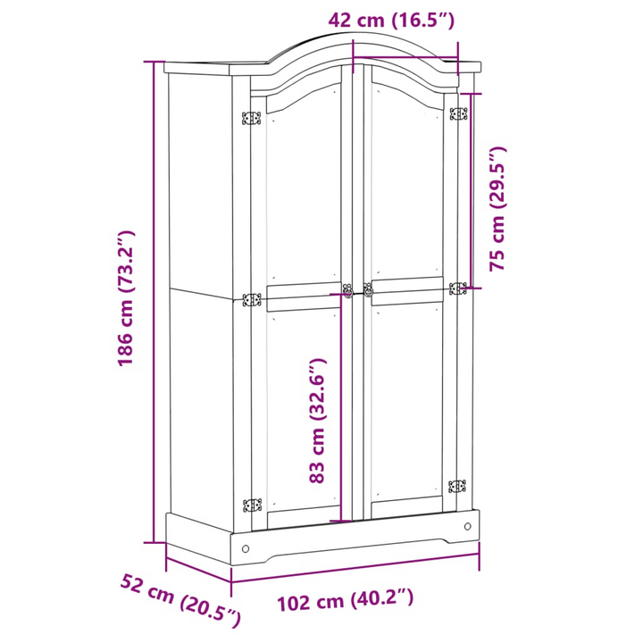 CORONA Wardrobe in White - 102x52x186 cm | Solid Pine Wood Closet with Metal Handle for Stylish & Durable Storage - Premium  from Home Treasures - Just £361.99! Shop now at Home Treasures