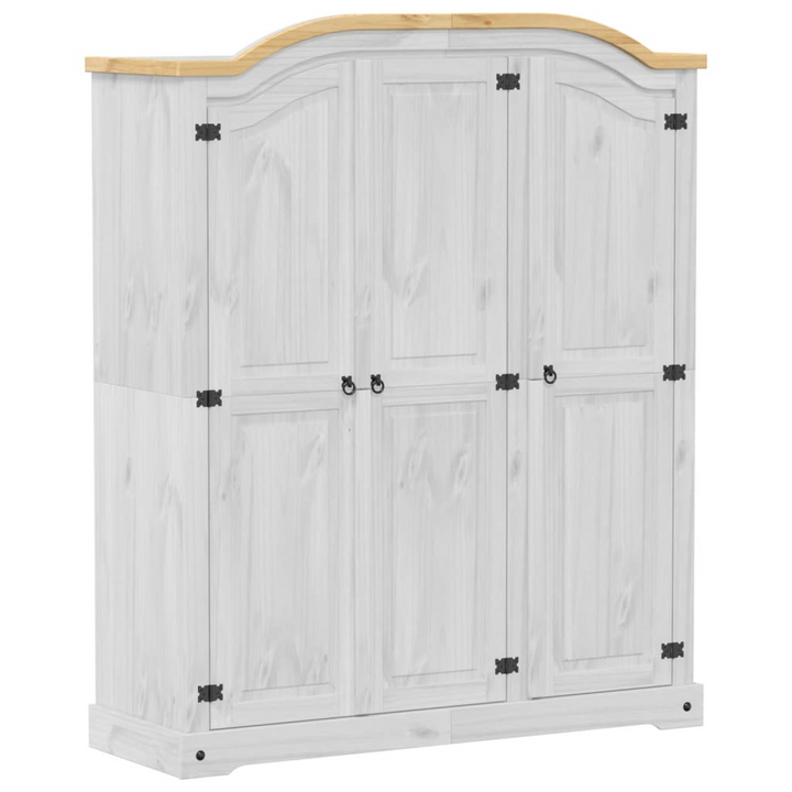 CORONA Wardrobe in White - 151.5x52x186 cm Solid Pine Wood Closet with Ample Storage & Rustic Charm - Premium  from Home Treasures - Just £472.99! Shop now at Home Treasures