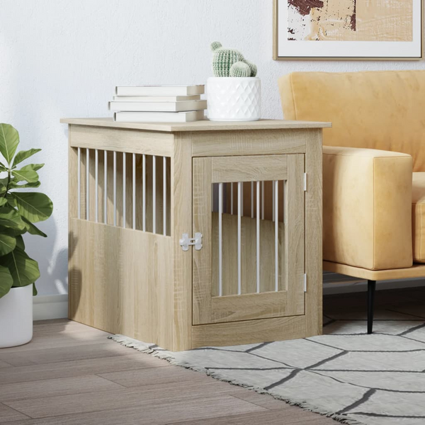 Dog Crate Furniture in Sonoma Oak - Versatile 2-in-1 Pet Kennel and End Table, 45x62x59 cm - Premium  from Home Treasures - Just £65.99! Shop now at Home Treasures