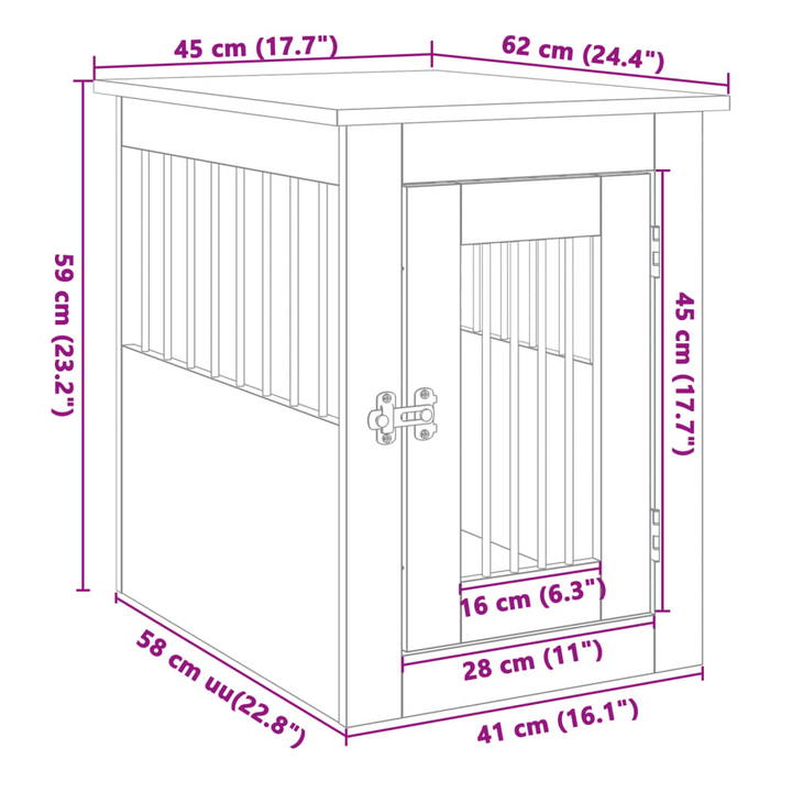 Dog Crate Furniture in Sonoma Oak - Versatile 2-in-1 Pet Kennel and End Table, 45x62x59 cm - Premium  from Home Treasures - Just £65.99! Shop now at Home Treasures