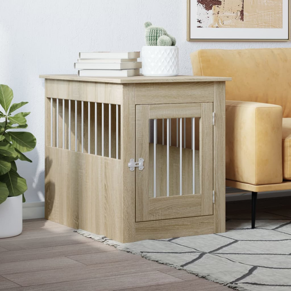 Dog Crate Furniture - Sonoma Oak, 55x75x65 cm, Stylish & Durable Engineered Wood with Steel Wire Windows - Premium  from Home Treasures - Just £92.99! Shop now at Home Treasures