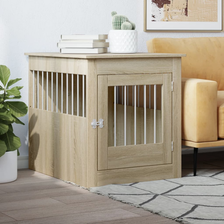 Dog Crate Furniture in Sonoma Oak - Stylish 2-in-1 Dog Cage and End Table, 64.5x80x71 cm Engineered Wood - Premium  from Home Treasures - Just £100.99! Shop now at Home Treasures