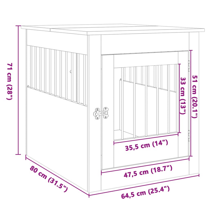 Dog Crate Furniture in Sonoma Oak - Stylish 2-in-1 Dog Cage and End Table, 64.5x80x71 cm Engineered Wood - Premium  from Home Treasures - Just £100.99! Shop now at Home Treasures