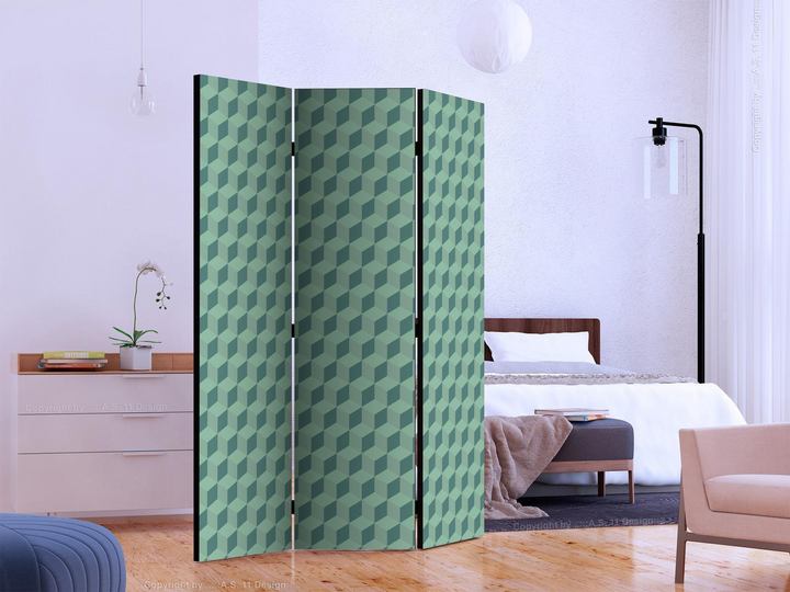 Interior Divider - Monochromatic Cubes 3-Panel Room Divider - Stylish & Functional Space Separator for Home & Office - Premium  from Home Treasures - Just £146.99! Shop now at Home Treasures