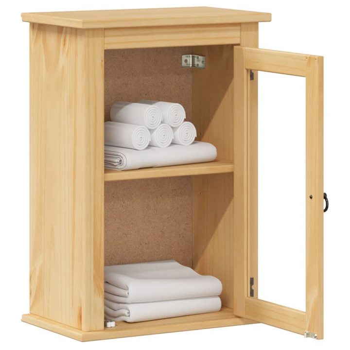 CORONA Bathroom Wall Cabinet - 45x27x64.5 cm | Solid Pine Wood with Glass Door | Honey Wax Finish - Premium  from Home Treasures - Just £62.99! Shop now at Home Treasures