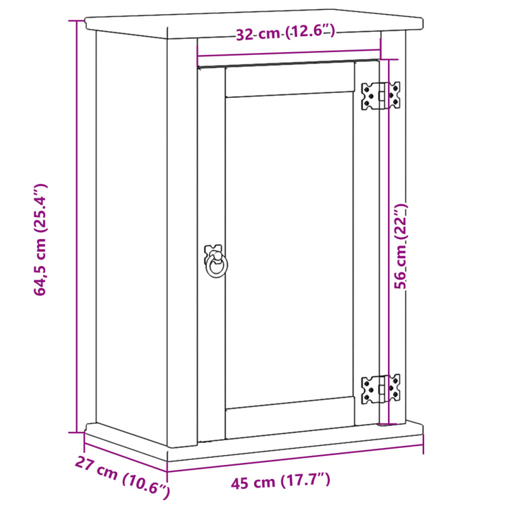 CORONA Bathroom Wall Cabinet - 45x27x64.5 cm | Solid Pine Wood with Glass Door | Honey Wax Finish - Premium  from Home Treasures - Just £62.99! Shop now at Home Treasures