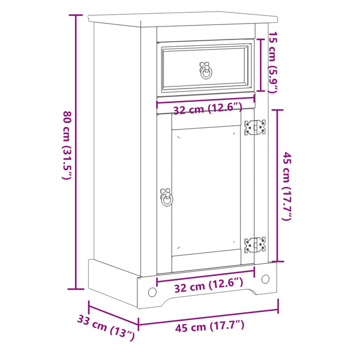 CORONA Solid Pine Wood Bathroom Cabinet 45x33x80 cm - Stylish & Durable Storage Solution - Premium  from Home Treasures - Just £81.99! Shop now at Home Treasures