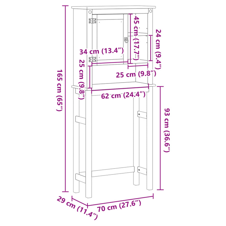 CORONA Solid Wood Pine Bathroom Cabinet with Storage Shelves - Washing Machine Organizer - Premium  from Home Treasures - Just £112.99! Shop now at Home Treasures