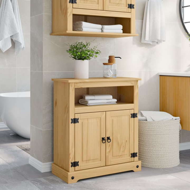 CORONA Solid Wood Pine Bathroom Cabinet | 70x33x80 cm | Rustic Honey Wax Finish | Ample Storage Space - Premium  from Home Treasures - Just £107.99! Shop now at Home Treasures