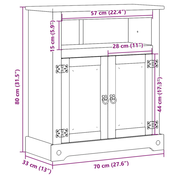 CORONA Solid Wood Pine Bathroom Cabinet | 70x33x80 cm | Rustic Honey Wax Finish | Ample Storage Space - Premium  from Home Treasures - Just £107.99! Shop now at Home Treasures