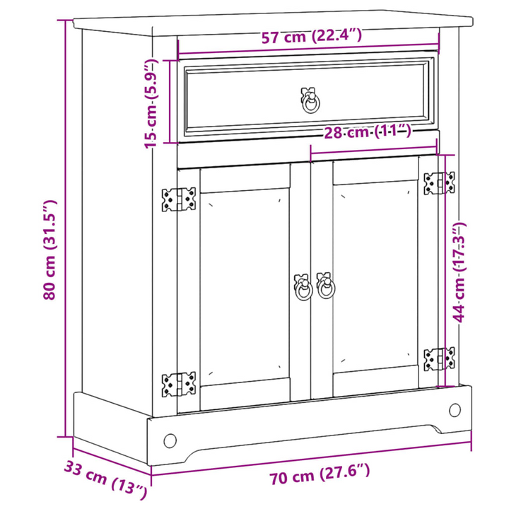 CORONA Bathroom Cabinet 70x33x80 cm | Solid Pine Wood | Rustic & Durable Storage Solution - Premium  from Home Treasures - Just £114.99! Shop now at Home Treasures