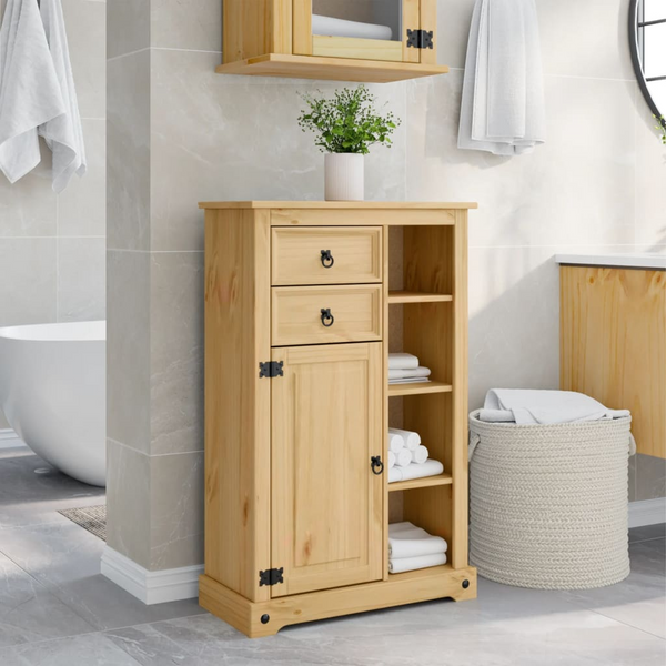 CORONA Solid Wood Pine Bathroom Cabinet 70x33x110 cm - Stylish and Durable Storage Solution - Premium  from Home Treasures - Just £143.99! Shop now at Home Treasures