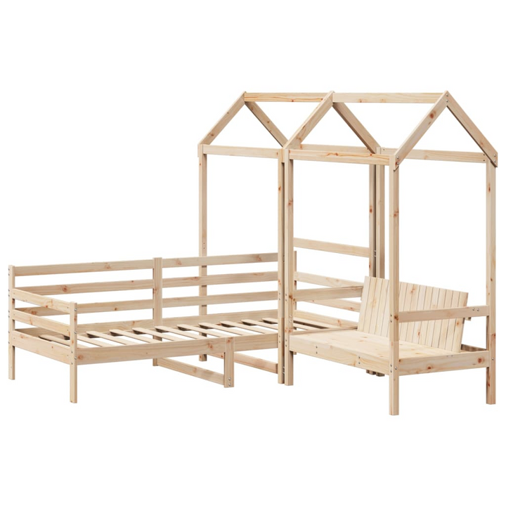 Wooden Day Bed and Bench Set with Roof, 90x200 cm - Versatile & Stylish, Solid Pine Wood, Extra Storage, No Mattress - Premium  from Home Treasures - Just £311.99! Shop now at Home Treasures