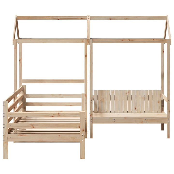 Wooden Day Bed and Bench Set with Roof, 90x200 cm - Versatile & Stylish, Solid Pine Wood, Extra Storage, No Mattress - Premium  from Home Treasures - Just £311.99! Shop now at Home Treasures