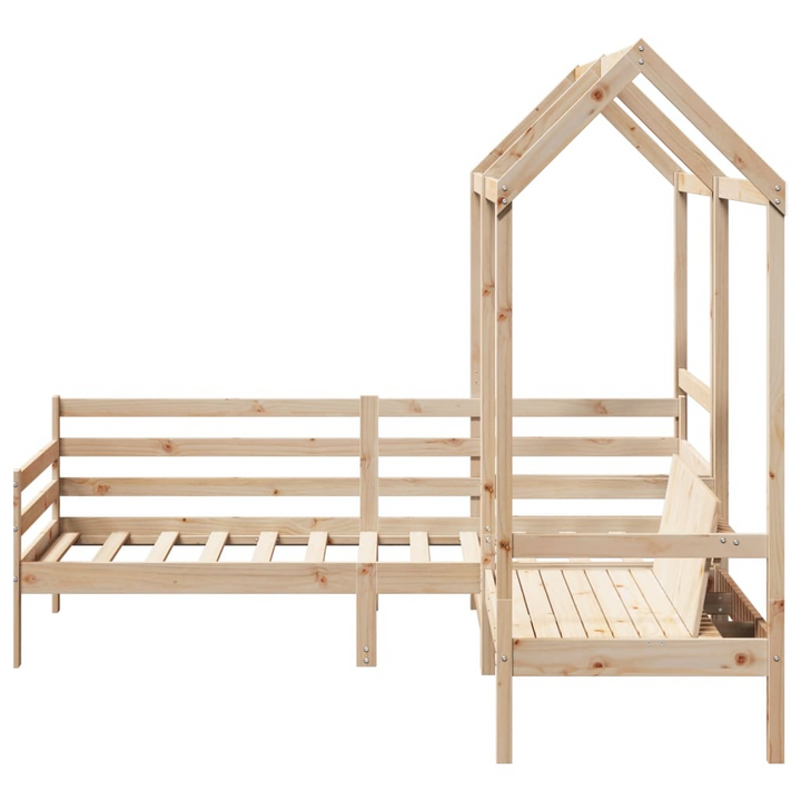 Wooden Day Bed and Bench Set with Roof, 90x200 cm - Versatile & Stylish, Solid Pine Wood, Extra Storage, No Mattress - Premium  from Home Treasures - Just £311.99! Shop now at Home Treasures