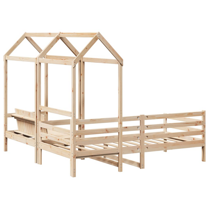 Wooden Day Bed and Bench Set with Roof, 90x200 cm - Versatile & Stylish, Solid Pine Wood, Extra Storage, No Mattress - Premium  from Home Treasures - Just £311.99! Shop now at Home Treasures