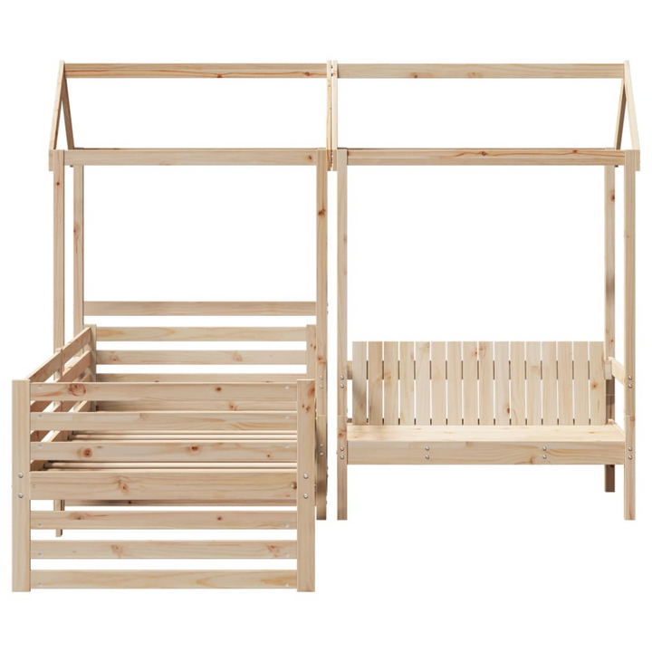 Versatile Wooden Day Bed and Bench Set with Roof - Pine Wood - 90x200 cm - Stylish and Functional Furniture - Premium  from Home Treasures - Just £312.99! Shop now at Home Treasures