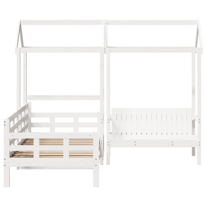 Multi-functional White Wooden Day Bed & Bench Set with Roof - Single Size 90x190 cm - Premium  from Home Treasures - Just £366.99! Shop now at Home Treasures