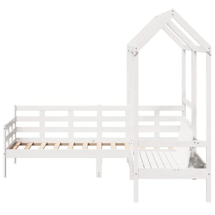 Multi-functional White Wooden Day Bed & Bench Set with Roof - Single Size 90x190 cm - Premium  from Home Treasures - Just £366.99! Shop now at Home Treasures