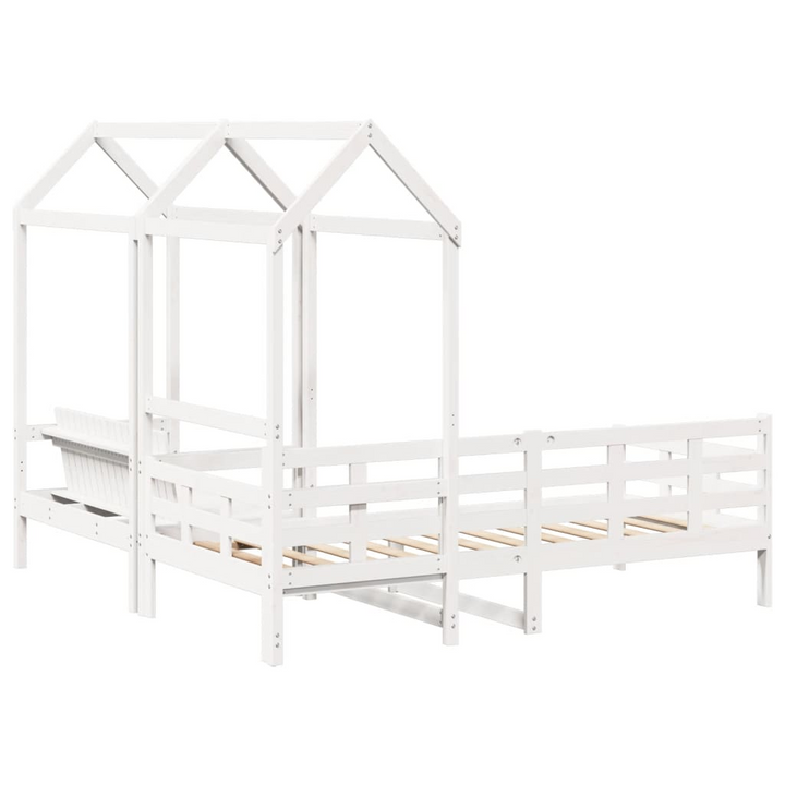 Multi-functional White Wooden Day Bed & Bench Set with Roof - Single Size 90x190 cm - Premium  from Home Treasures - Just £366.99! Shop now at Home Treasures