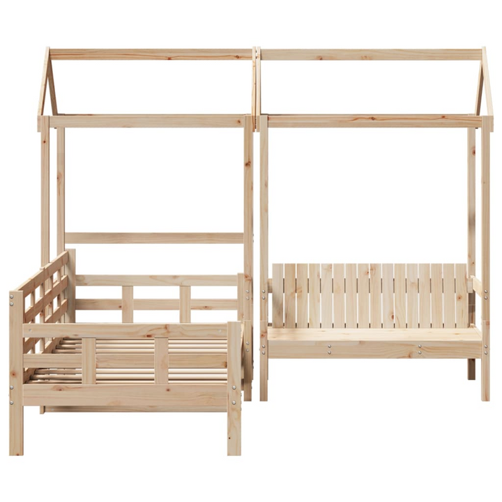 Multi-functional Day Bed & Bench Set with Roof - Solid Pine Wood, 90x200 cm - No Mattress Included - Premium  from Home Treasures - Just £309.99! Shop now at Home Treasures