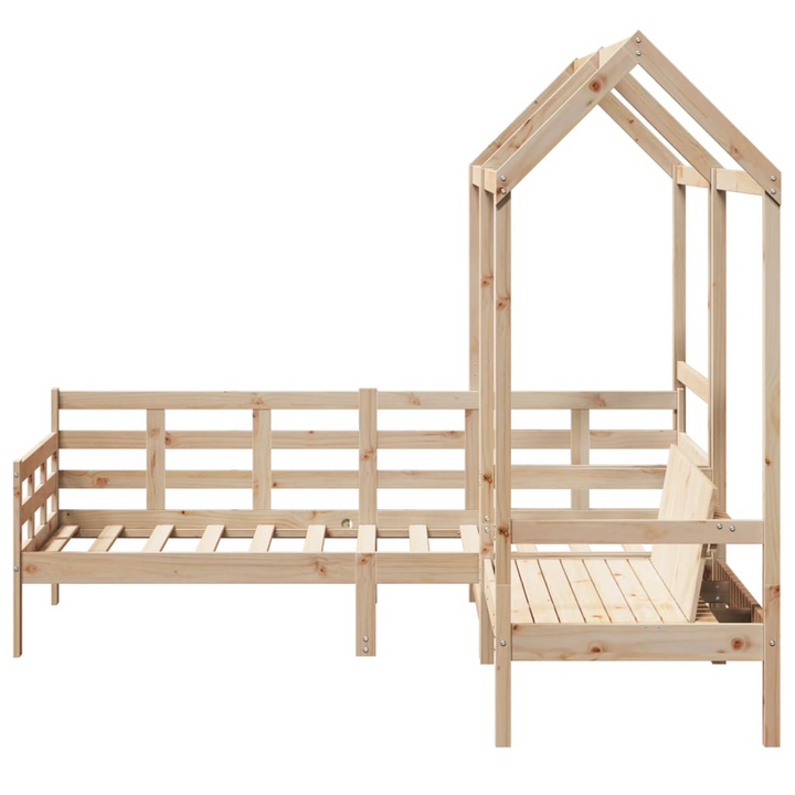 Multi-functional Day Bed & Bench Set with Roof - Solid Pine Wood, 90x200 cm - No Mattress Included - Premium  from Home Treasures - Just £309.99! Shop now at Home Treasures