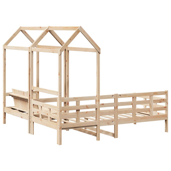 Multi-functional Day Bed & Bench Set with Roof - Solid Pine Wood, 90x200 cm - No Mattress Included - Premium  from Home Treasures - Just £309.99! Shop now at Home Treasures