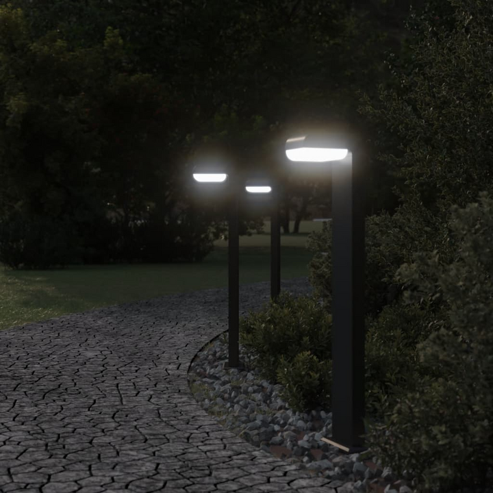 Set of 3 Black Outdoor Floor Lamps - 80 cm Die-cast Aluminium, Weatherproof, Energy-efficient LED - Stylish Garden, Patio & Driveway Lighting - Premium  from Home Treasures - Just £137.99! Shop now at Home Treasures