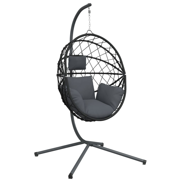 Ultimate Comfort Hanging Egg Chair with Stand - Anthracite Rattan & Steel | Durable & Stylish - Premium  from Home Treasures - Just £217.99! Shop now at Home Treasures