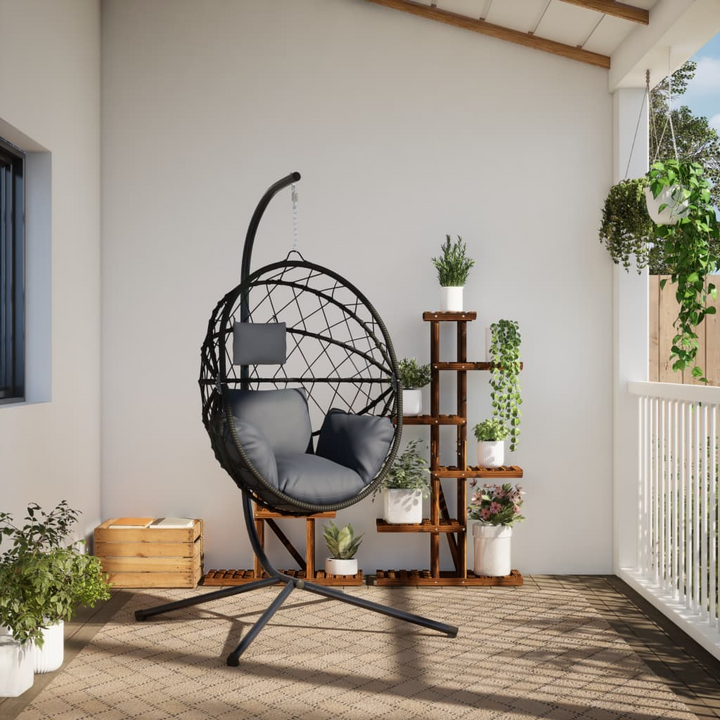 Ultimate Comfort Hanging Egg Chair with Stand - Anthracite Rattan & Steel | Durable & Stylish - Premium  from Home Treasures - Just £217.99! Shop now at Home Treasures