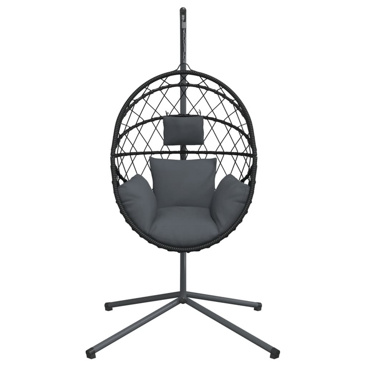 Ultimate Comfort Hanging Egg Chair with Stand - Anthracite Rattan & Steel | Durable & Stylish - Premium  from Home Treasures - Just £217.99! Shop now at Home Treasures