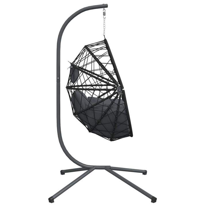 Ultimate Comfort Hanging Egg Chair with Stand - Anthracite Rattan & Steel | Durable & Stylish - Premium  from Home Treasures - Just £217.99! Shop now at Home Treasures