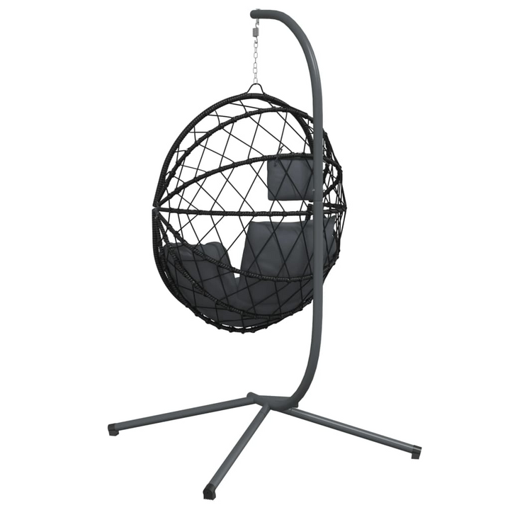 Ultimate Comfort Hanging Egg Chair with Stand - Anthracite Rattan & Steel | Durable & Stylish - Premium  from Home Treasures - Just £217.99! Shop now at Home Treasures