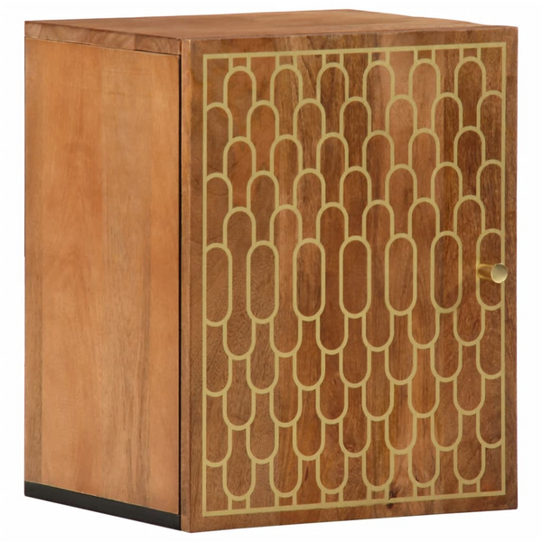 Bathroom Wall Cabinet - Solid Mango Wood, 38x33x48 cm, Honey Brown Finish, Hand-Carved Floral Pattern - Premium  from Home Treasures - Just £67.99! Shop now at Home Treasures