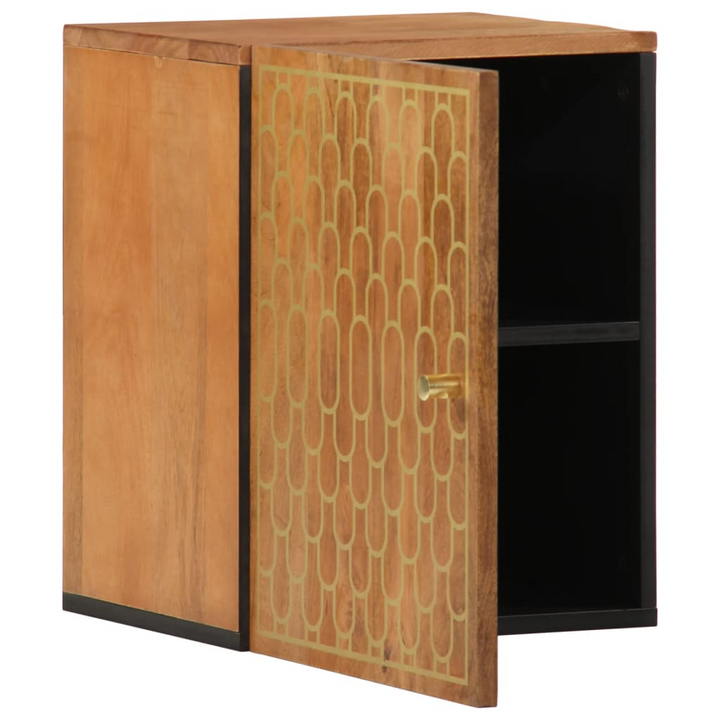 Bathroom Wall Cabinet - Solid Mango Wood, 38x33x48 cm, Honey Brown Finish, Hand-Carved Floral Pattern - Premium  from Home Treasures - Just £67.99! Shop now at Home Treasures