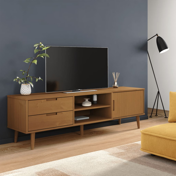 MOLDE TV Cabinet - Solid Pine Wood, Brown Finish, 158x40x49 cm - Stylish & Functional Storage Unit - Premium  from Home Treasures - Just £193.99! Shop now at Home Treasures