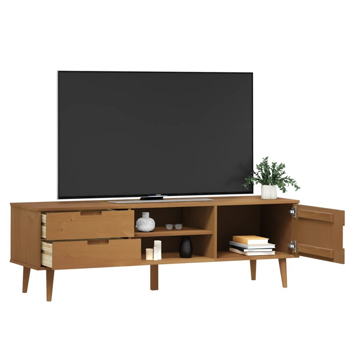 MOLDE TV Cabinet - Solid Pine Wood, Brown Finish, 158x40x49 cm - Stylish & Functional Storage Unit - Premium  from Home Treasures - Just £193.99! Shop now at Home Treasures