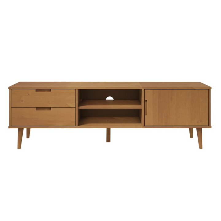 MOLDE TV Cabinet - Solid Pine Wood, Brown Finish, 158x40x49 cm - Stylish & Functional Storage Unit - Premium  from Home Treasures - Just £193.99! Shop now at Home Treasures