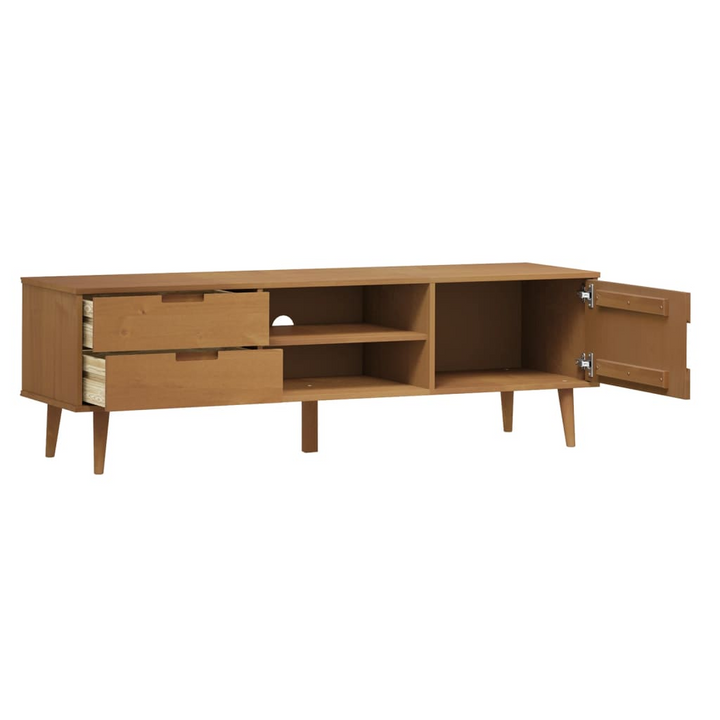 MOLDE TV Cabinet - Solid Pine Wood, Brown Finish, 158x40x49 cm - Stylish & Functional Storage Unit - Premium  from Home Treasures - Just £193.99! Shop now at Home Treasures