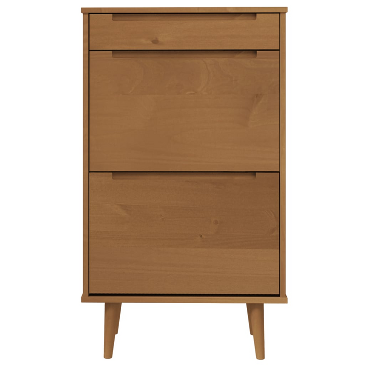 MOLDE Solid Wood Pine Shoe Cabinet - Brown, UV Varnish Finish, Ample Storage, 59.5x35x103 cm - Premium  from Home Treasures - Just £135.99! Shop now at Home Treasures