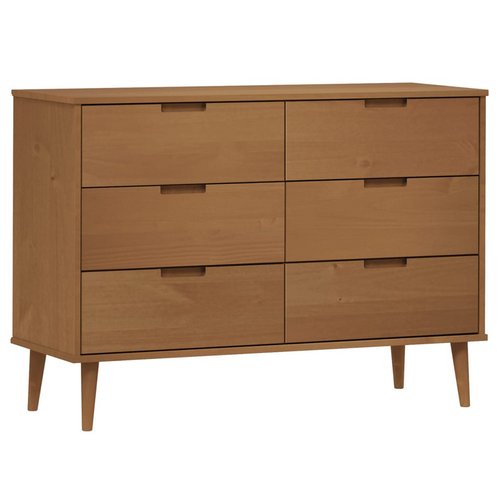 MOLDE Solid Wood Pine Drawer Cabinet in Brown – 113x40x80 cm – Scandinavian Style with Ample Storage - Premium  from Home Treasures - Just £230.99! Shop now at Home Treasures