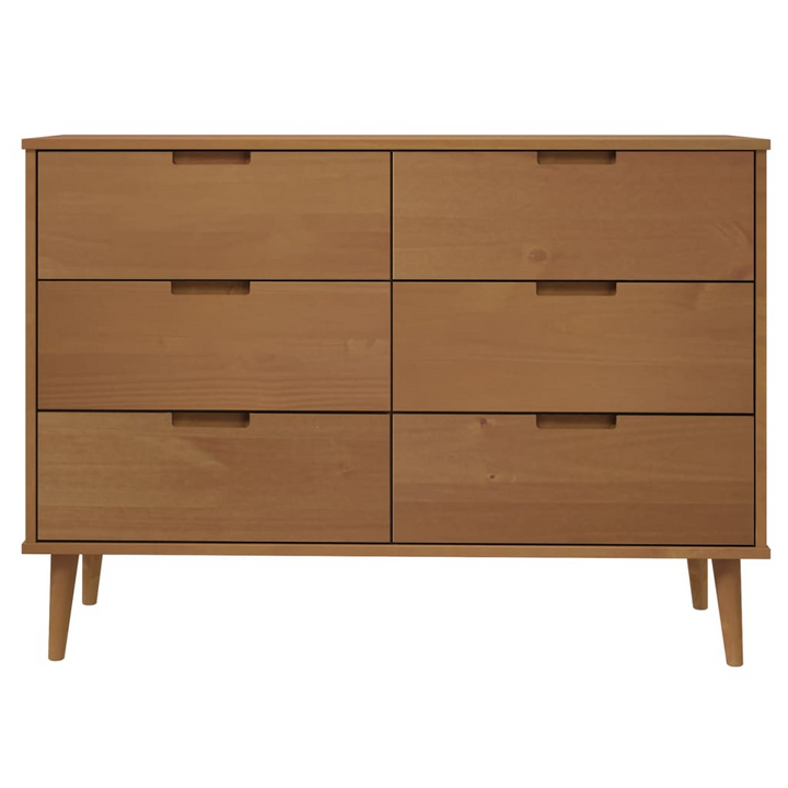 MOLDE Solid Wood Pine Drawer Cabinet in Brown – 113x40x80 cm – Scandinavian Style with Ample Storage - Premium  from Home Treasures - Just £230.99! Shop now at Home Treasures