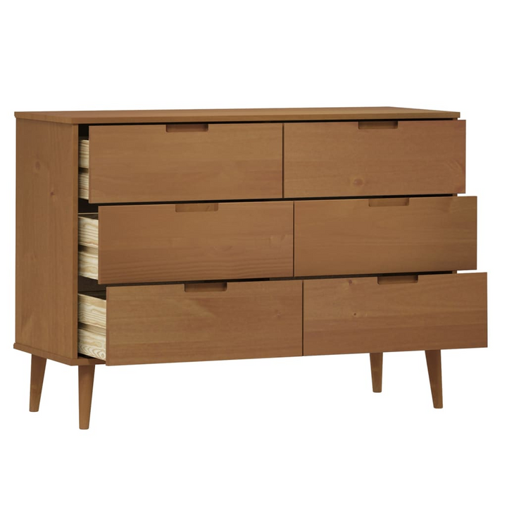 MOLDE Solid Wood Pine Drawer Cabinet in Brown – 113x40x80 cm – Scandinavian Style with Ample Storage - Premium  from Home Treasures - Just £230.99! Shop now at Home Treasures