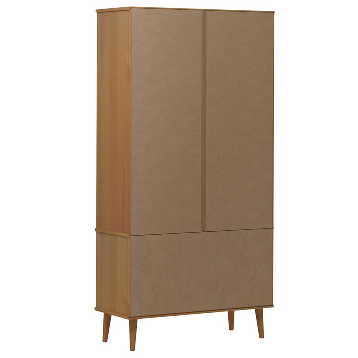 MOLDE Vitrine Cabinet 90x35x175 cm | Solid Pine Wood, UV Varnish | Elegant Brown Display Cabinet with Glass Doors & Ample Storage Space - Premium  from Home Treasures - Just £308.99! Shop now at Home Treasures