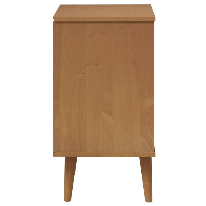 MOLDE Bedside Cabinet in Brown - Solid Pine Wood with UV Varnish - Scandinavian Style Nightstand with 3 Drawers, 40x35x65 cm - Premium  from Home Treasures - Just £82.99! Shop now at Home Treasures